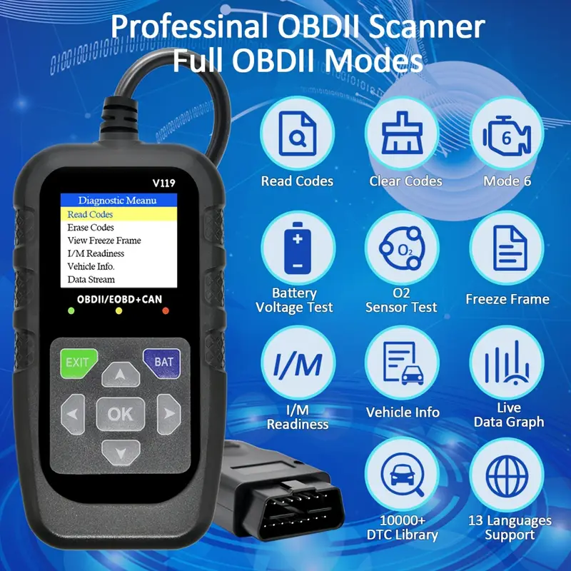 V119 OBD2 스캐너 코드 리더 USB 전원 공급  - Logic Analyzer Usb 리뷰 및 가격